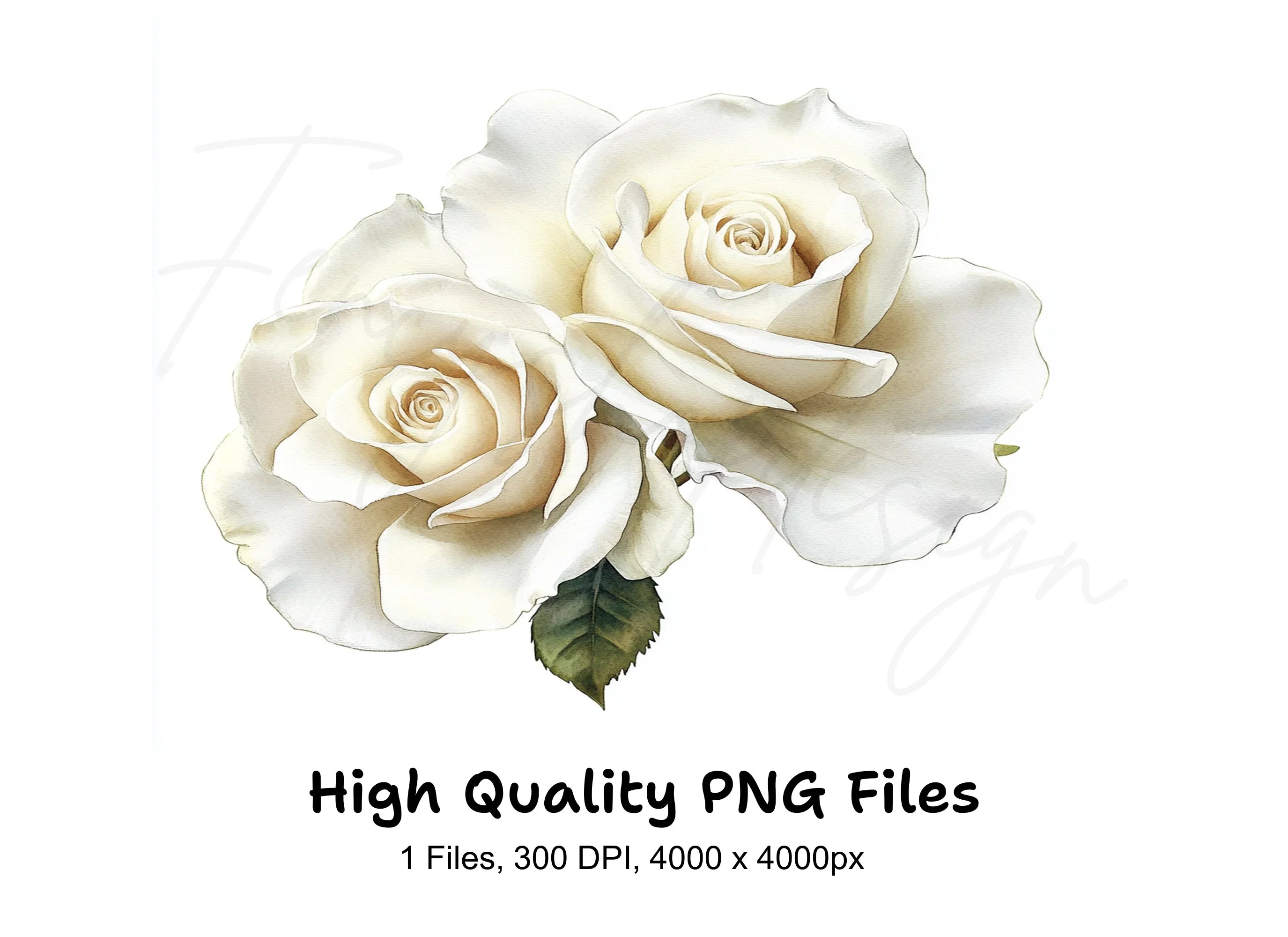 Elegant White Roses Clipart Bundle