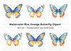 Blue and Orange Butterflies Clipart Bundle
