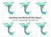 Sparkling Teal Mermaid Tail Clipart Bundle