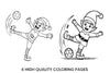 Dynamic Elf Soccer Action Coloring Books