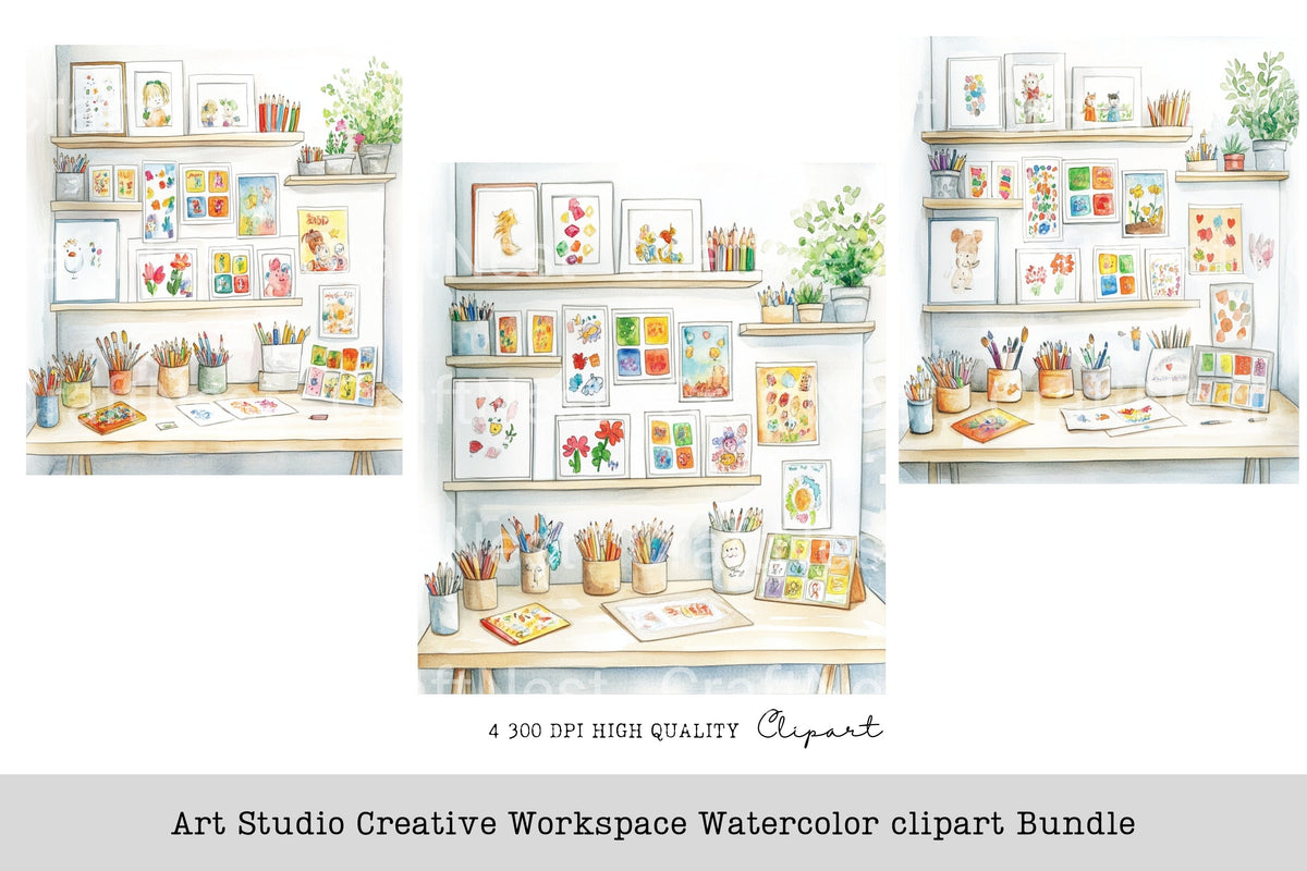 Studio Creative Workspace Clipart Bundle