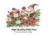 Garden Gnomes with Red and White Roses Clipart Bundle