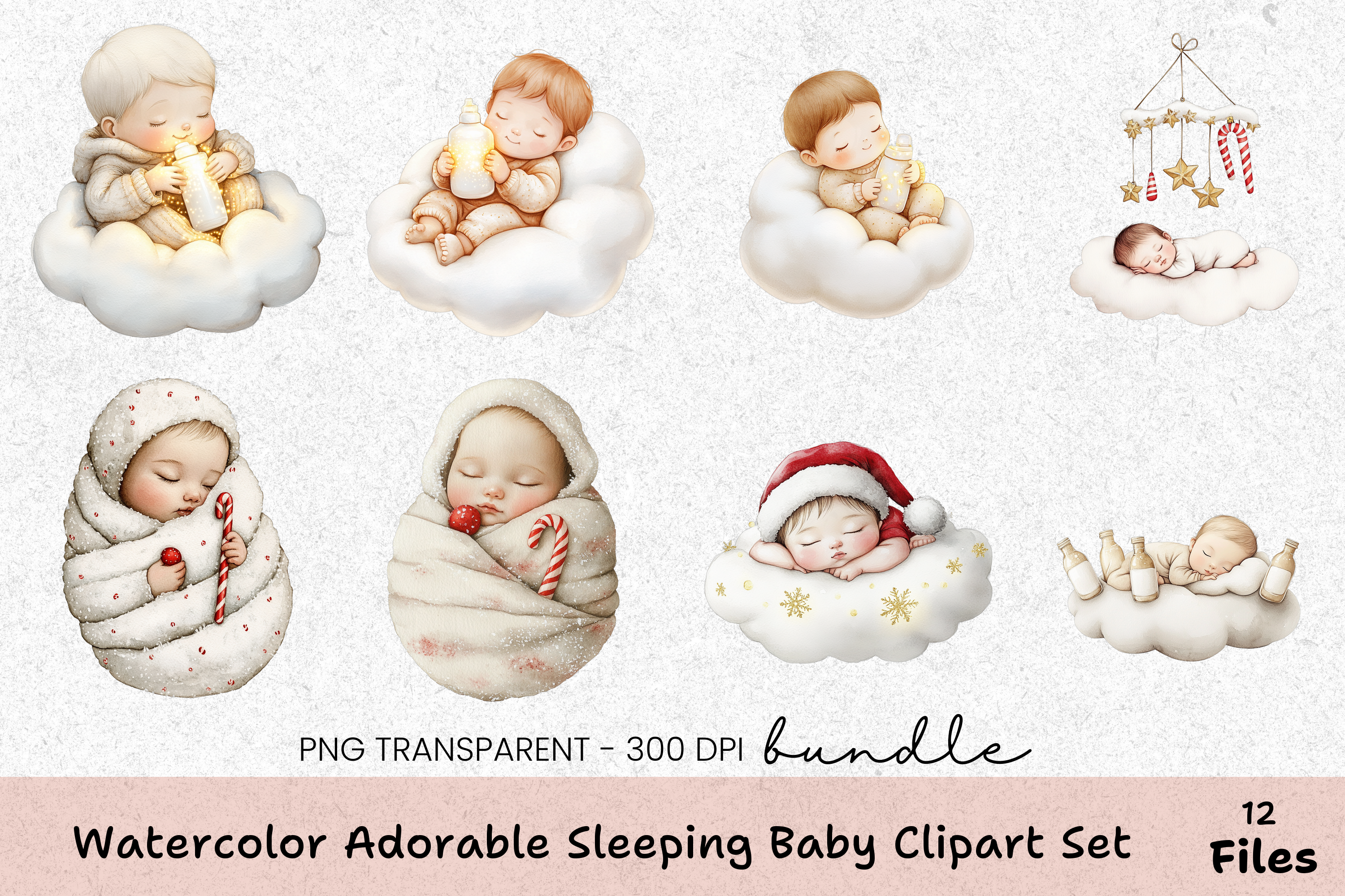 Adorable Sleeping Baby Clipart Bundle
