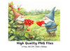 Gnomes with Red Berries Clipart Bundle