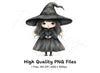 Cute Chibi Witch Clipart Bundle