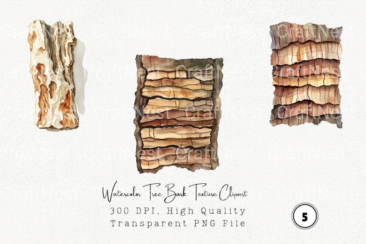 Tree Bark Texture Clipart Bundle