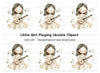 Girl Playing Ukulele with Music Notes Clipart Bundle