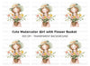 Cute Girl with Flower Pot Clipart Bundle