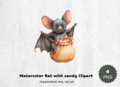 Bat with Candy Clipart Bundle - CraftNest - Digital Crafting and Art