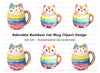 Rainbow Cat Mugs Clipart Bundle