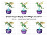 Green Dragon Flying Over Cauldron Clipart Bundle