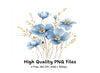 Soft Blue Floral Clipart Bundle
