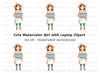 Cute Girl with Laptop Clipart Bundle