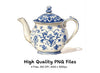Blue and White Porcelain Teapot Clipart Bundle