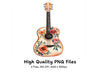 Floral Acoustic Guitar Clipart Bundle