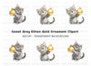 Gray Kittens Playing With Gold Ornaments Clipart Bundle