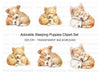Adorable Sleeping Puppy Pairs Clipart Bundle
