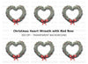 Heart Shaped Christmas Wreath Clipart Bundle