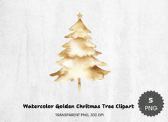 Golden Christmas Tree Clipart Bundle - CraftNest - Digital Crafting and Art