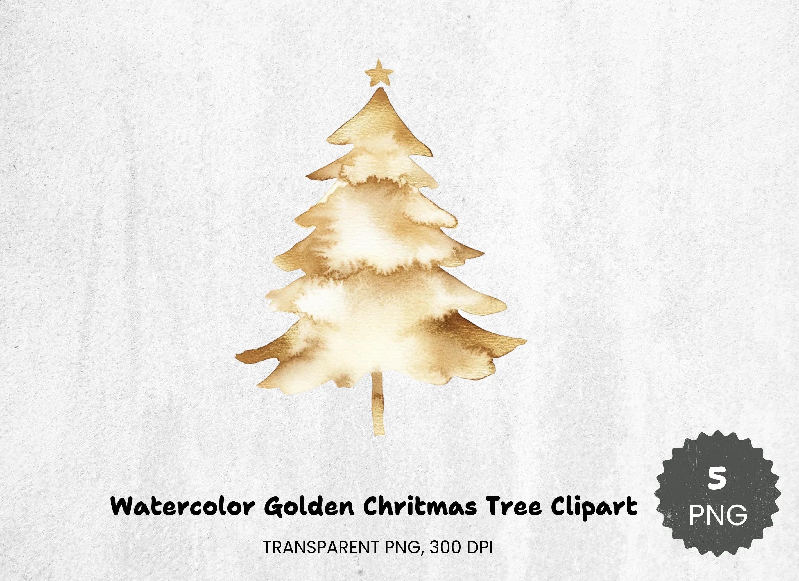 Golden Christmas Tree Clipart Bundle - CraftNest - Digital Crafting and Art