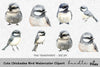 Cute Chickadee Bird Clipart Bundle