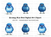 Angry Blue Bird Clipart Bundle