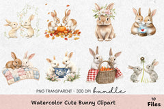 Cute Bunny Clipart Bundle - CraftNest - Digital Crafting and Art