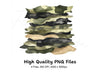 Stacked Camouflage Patches Clipart Bundle