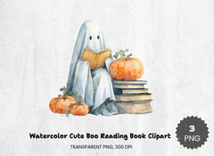 Cute Boo Reading Clipart Bundle - CraftNest - Digital Crafting and Art