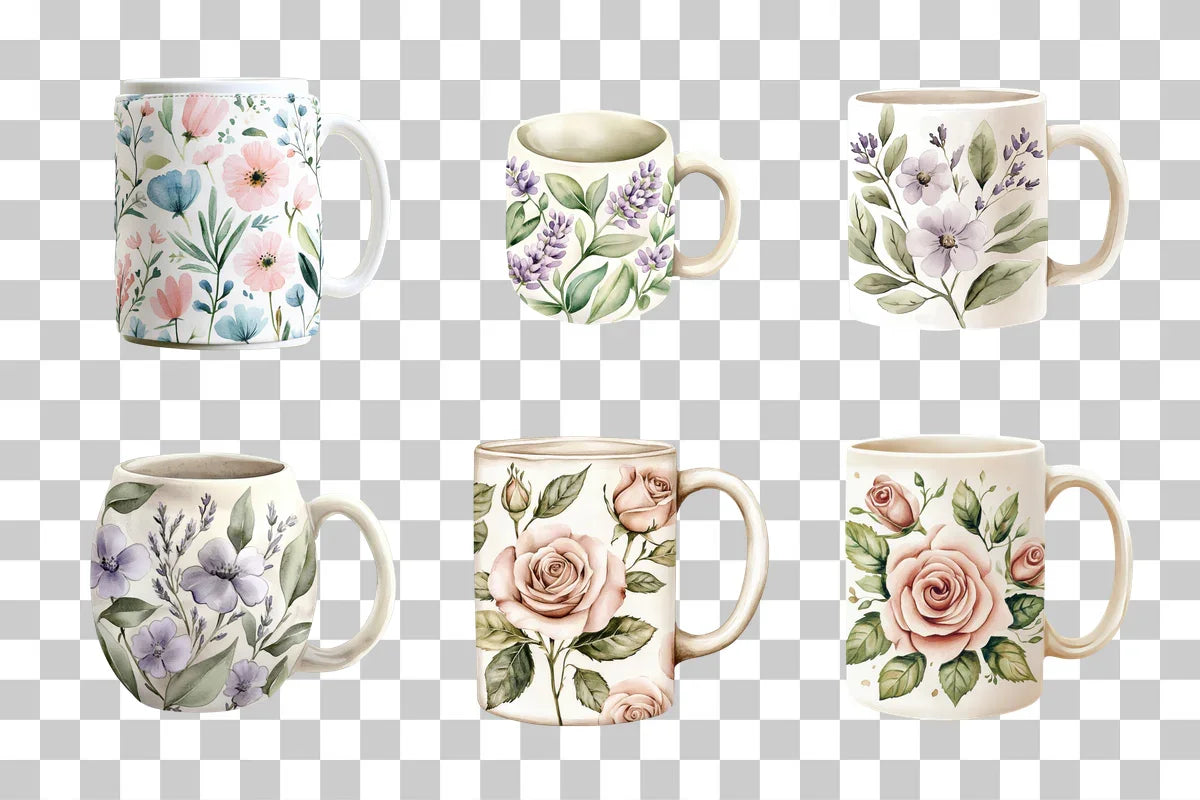 Floral Wrap Design Mug Bundle - CraftNest - Digital Crafting and Art