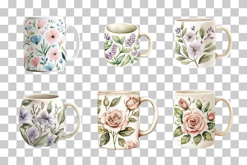 Floral Wrap Design Mug Bundle - CraftNest - Digital Crafting and Art