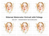 Autumn Flowers Woman Face Clipart Bundle