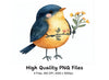 Cute Little Birds with Flowers Clipart Bundle