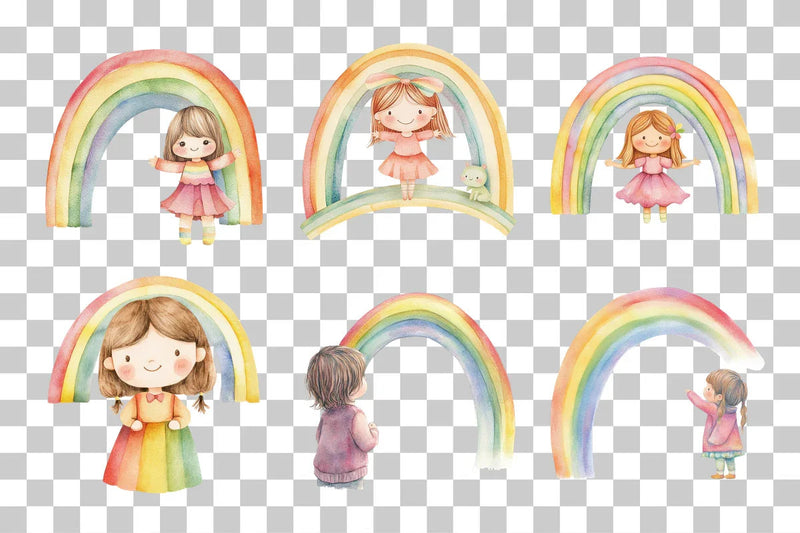 Girl Watching Rainbow Clipart Bundle - CraftNest - Digital Crafting and Art