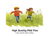 Kids Running in Field Clipart Bundle
