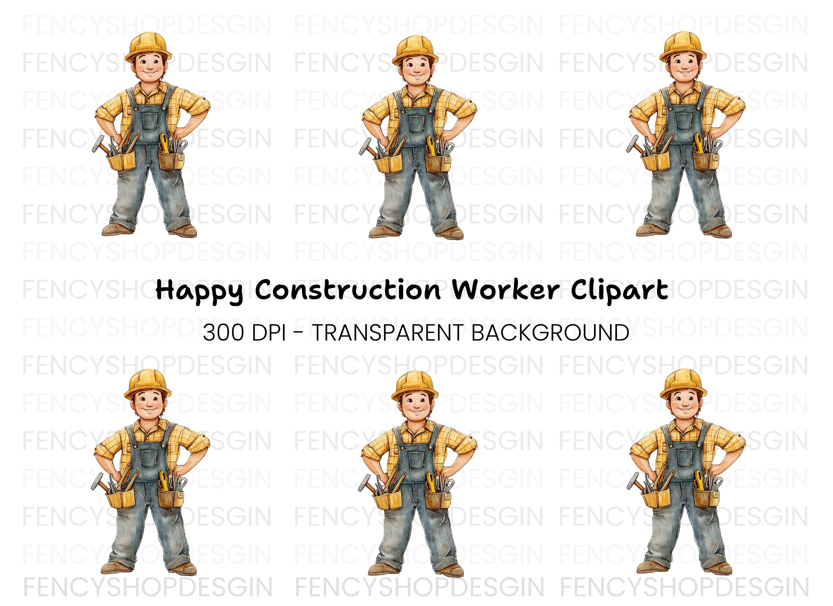 Happy Cartoon Builder Clipart Bundle