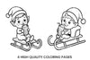 Christmas Elf Sledding with Hot Cocoa Coloring Books