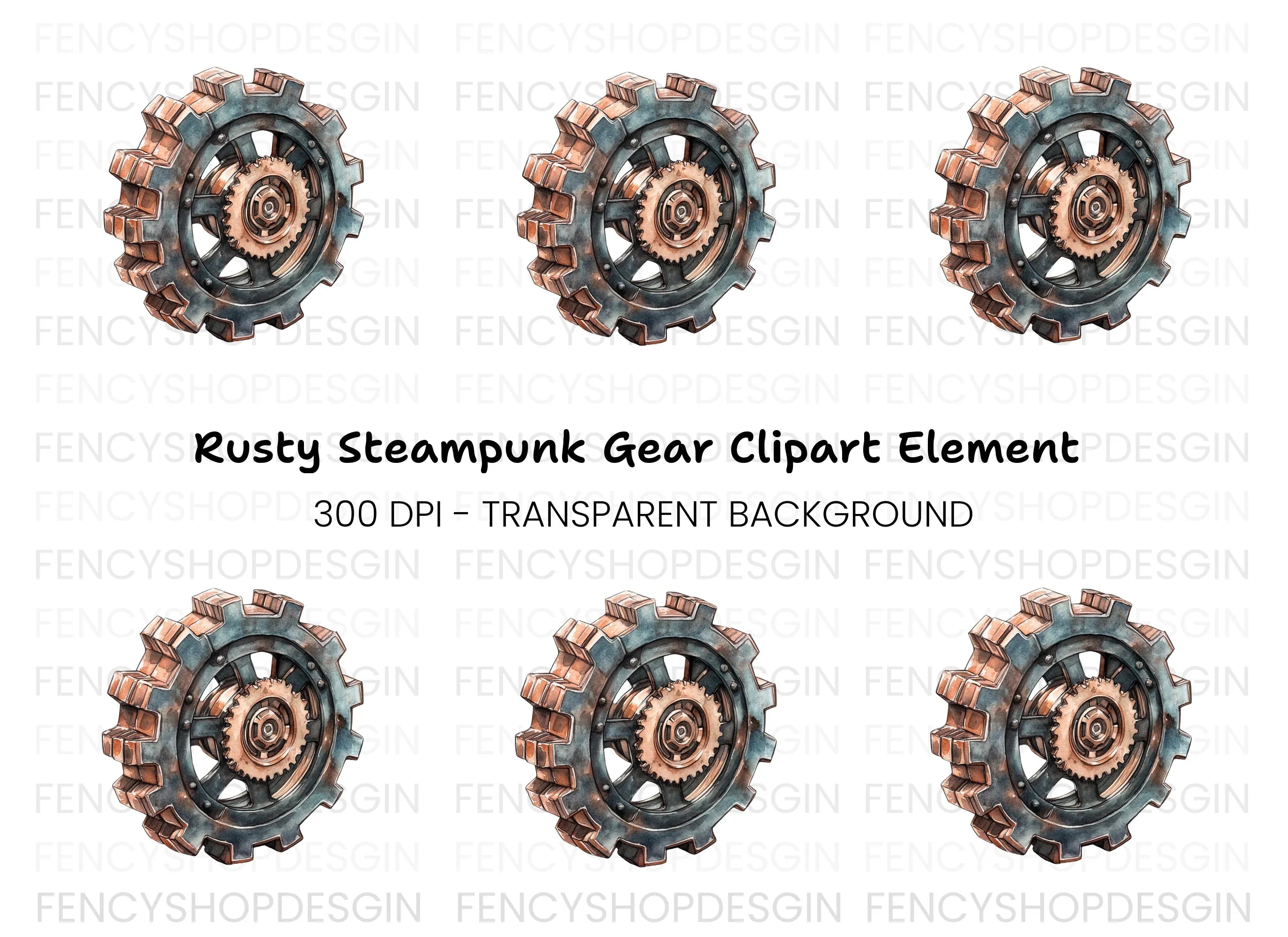 Rustic Steampunk Gear Clipart Bundle