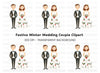 Winter Wedding Couple Clipart Bundle