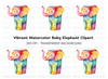 Rainbow Elephant Clipart Bundle