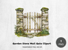 Garden Stone Wall Gate Clipart Bundle