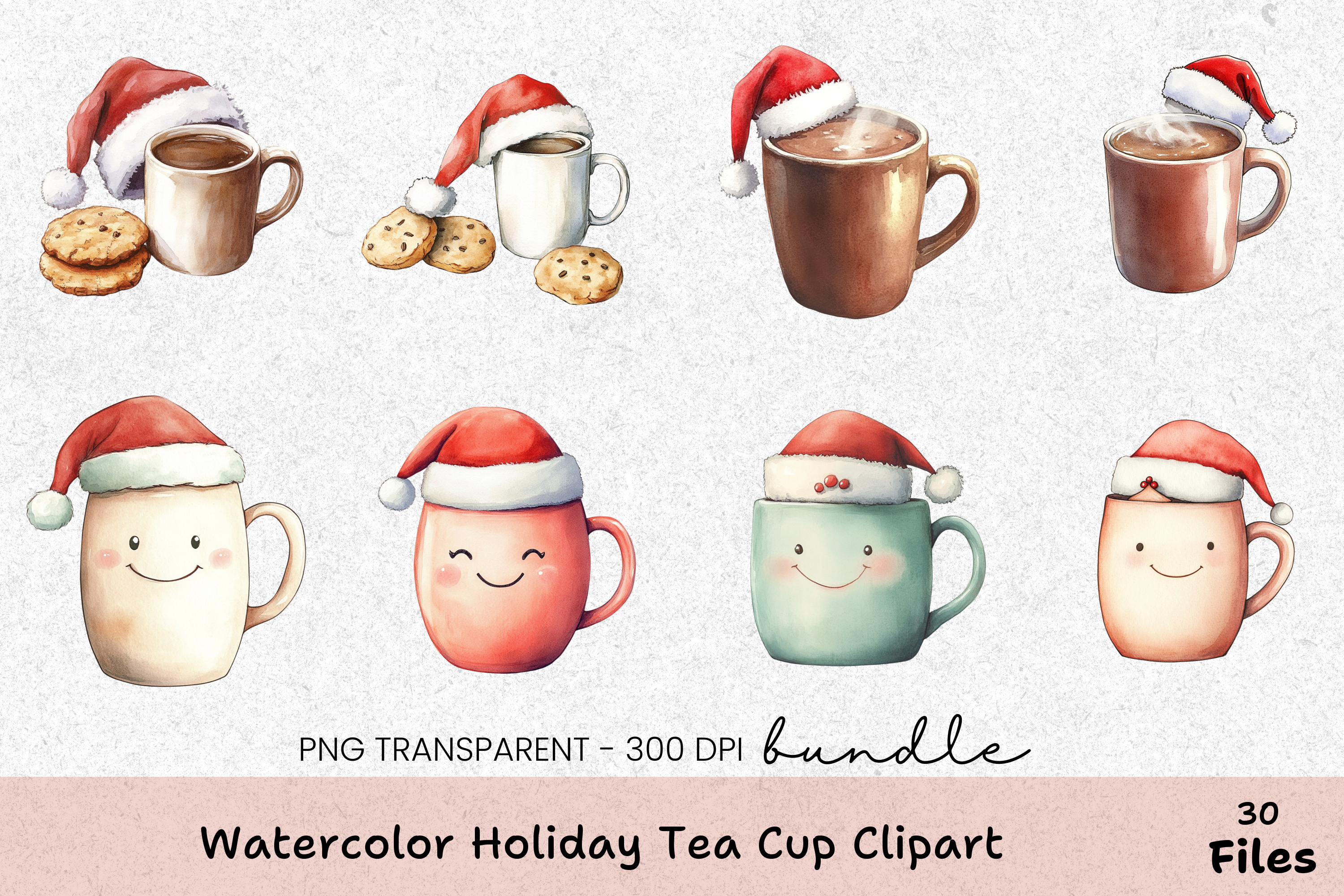 Holiday Tea Cup Clipart Bundle