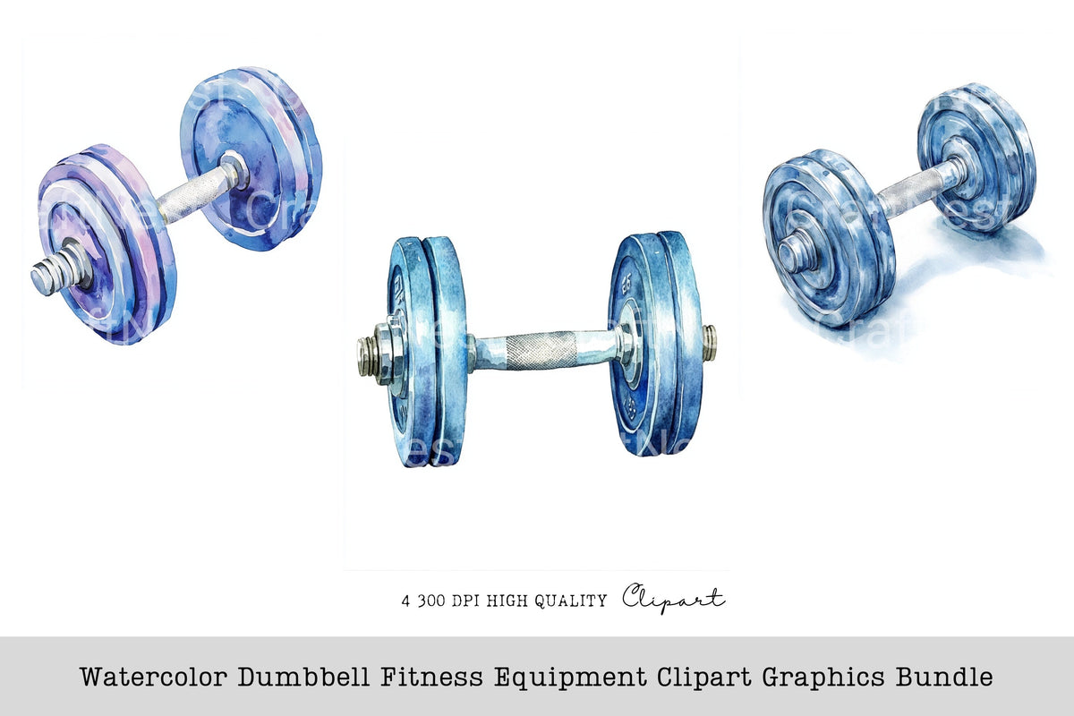 Dumbbell Fitness Equipment Graphics Clipart Bundle