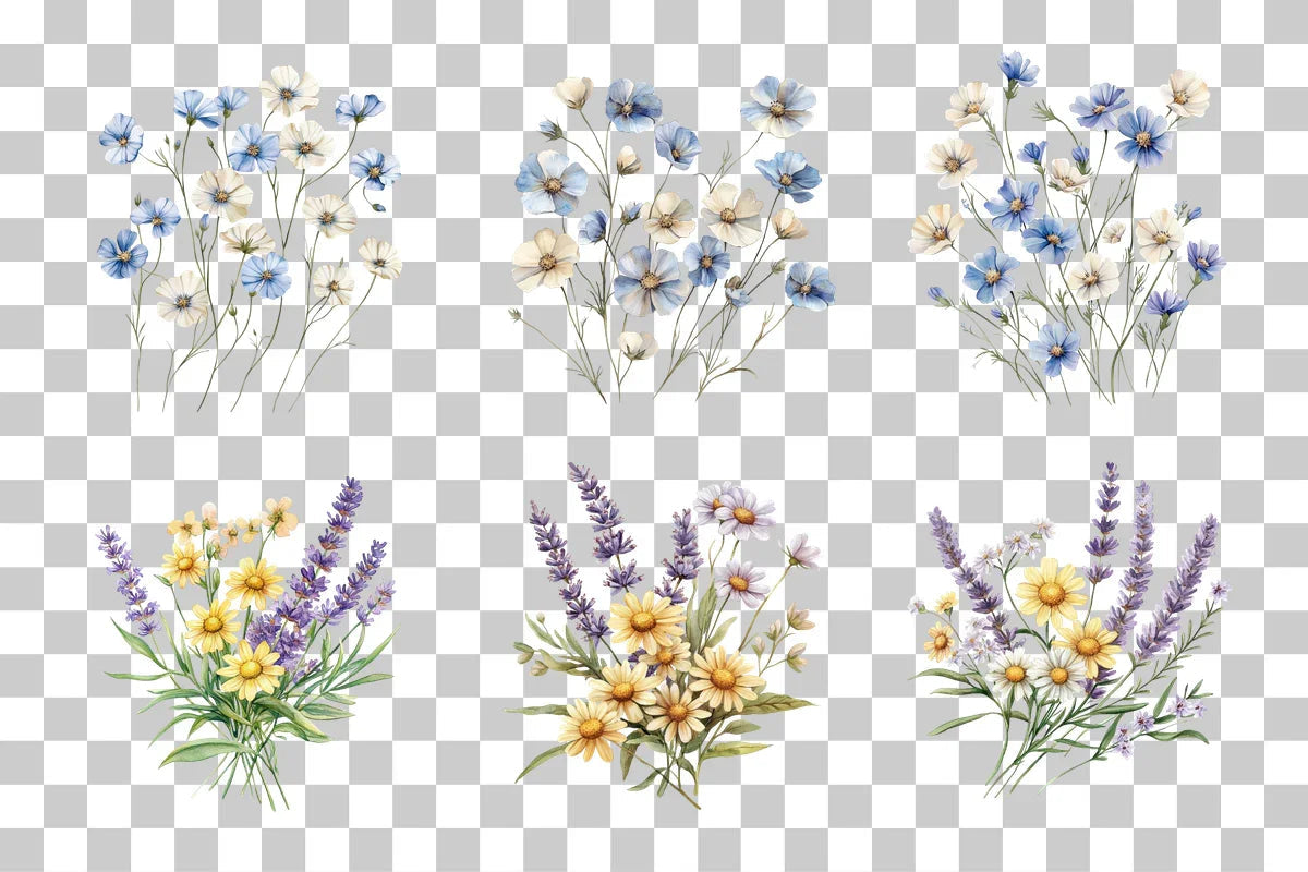 Wildflower Bouquet Floral Arrangement Clipart Bundle - CraftNest - Digital Crafting and Art
