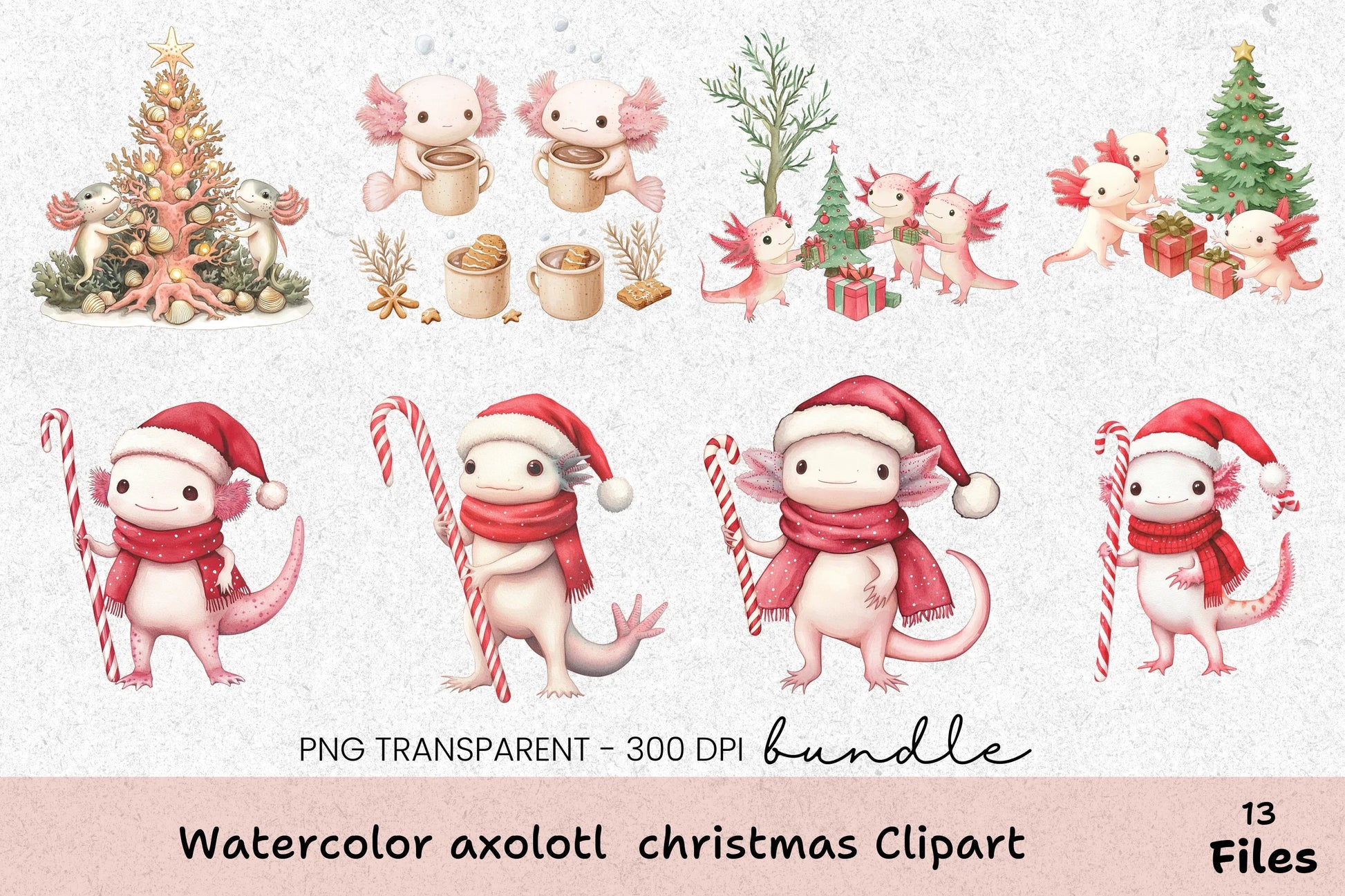 Axolotl Christmas Clipart Bundle - CraftNest - Digital Crafting and Art