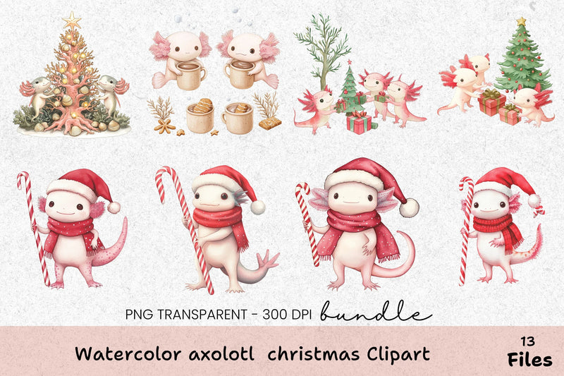 Axolotl Christmas Clipart Bundle - CraftNest - Digital Crafting and Art