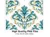 Elegant Teal Gold Damask Pattern Clipart Bundle