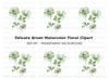 Delicate Green Flower Clipart Bundle