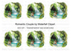 Romantic Couple Jungle Waterfall Clipart Bundle