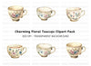 Vintage Floral Teacups Clipart Bundle